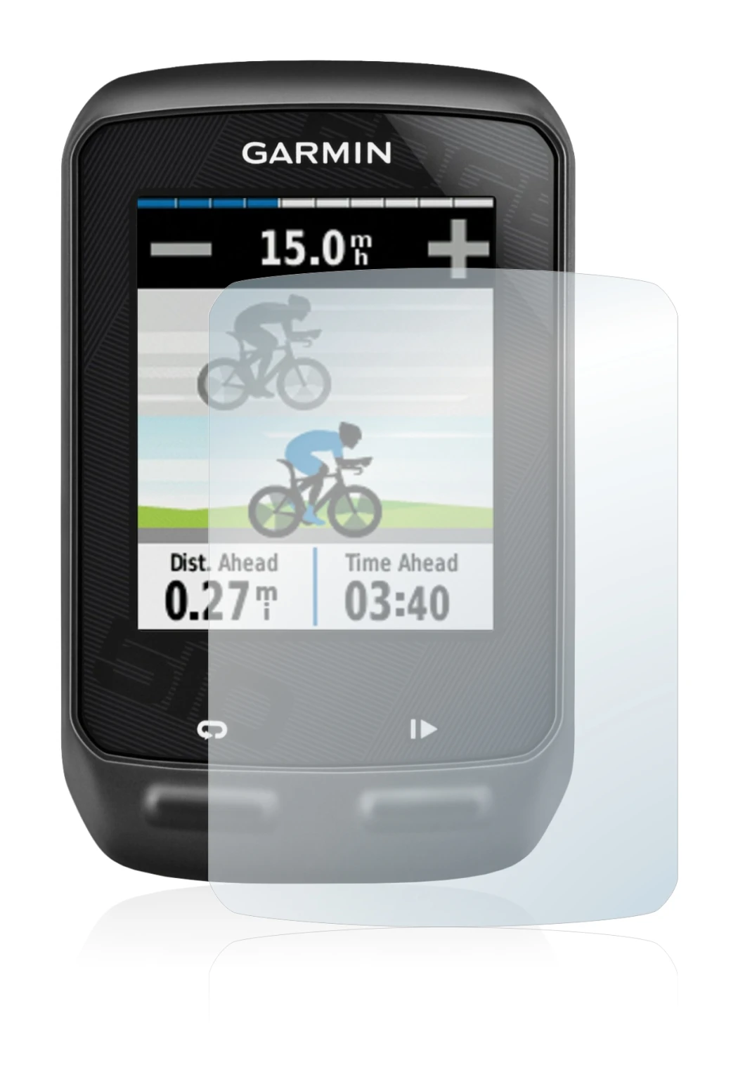 Imagen del dispositivo Garmin Edge 510 con una amplia variedad de protectores de pantalla.