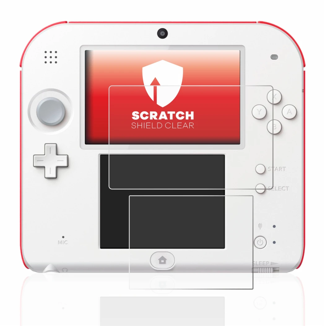 Imagen del dispositivo Nintendo 2DS con una amplia variedad de protectores de pantalla.