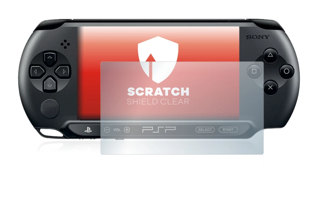 Imagen del dispositivo Sony PSP 2000 con una amplia variedad de protectores de pantalla.