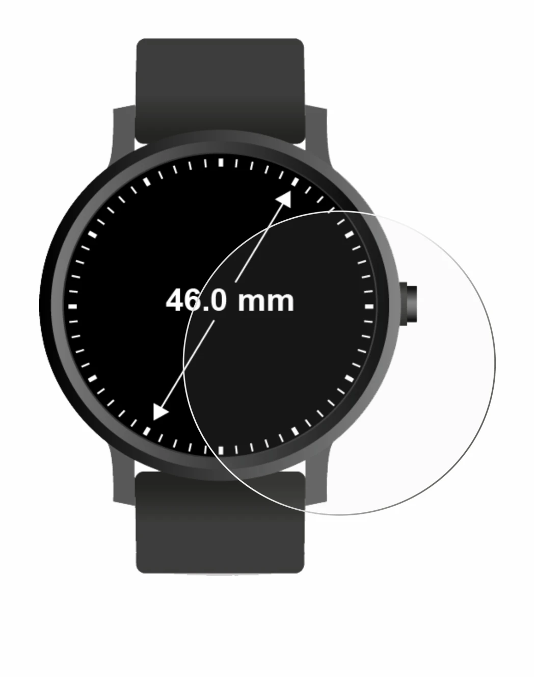 Imagen del dispositivo Relojes (Circular, ø: 46 mm) con una amplia variedad de protectores de pantalla.