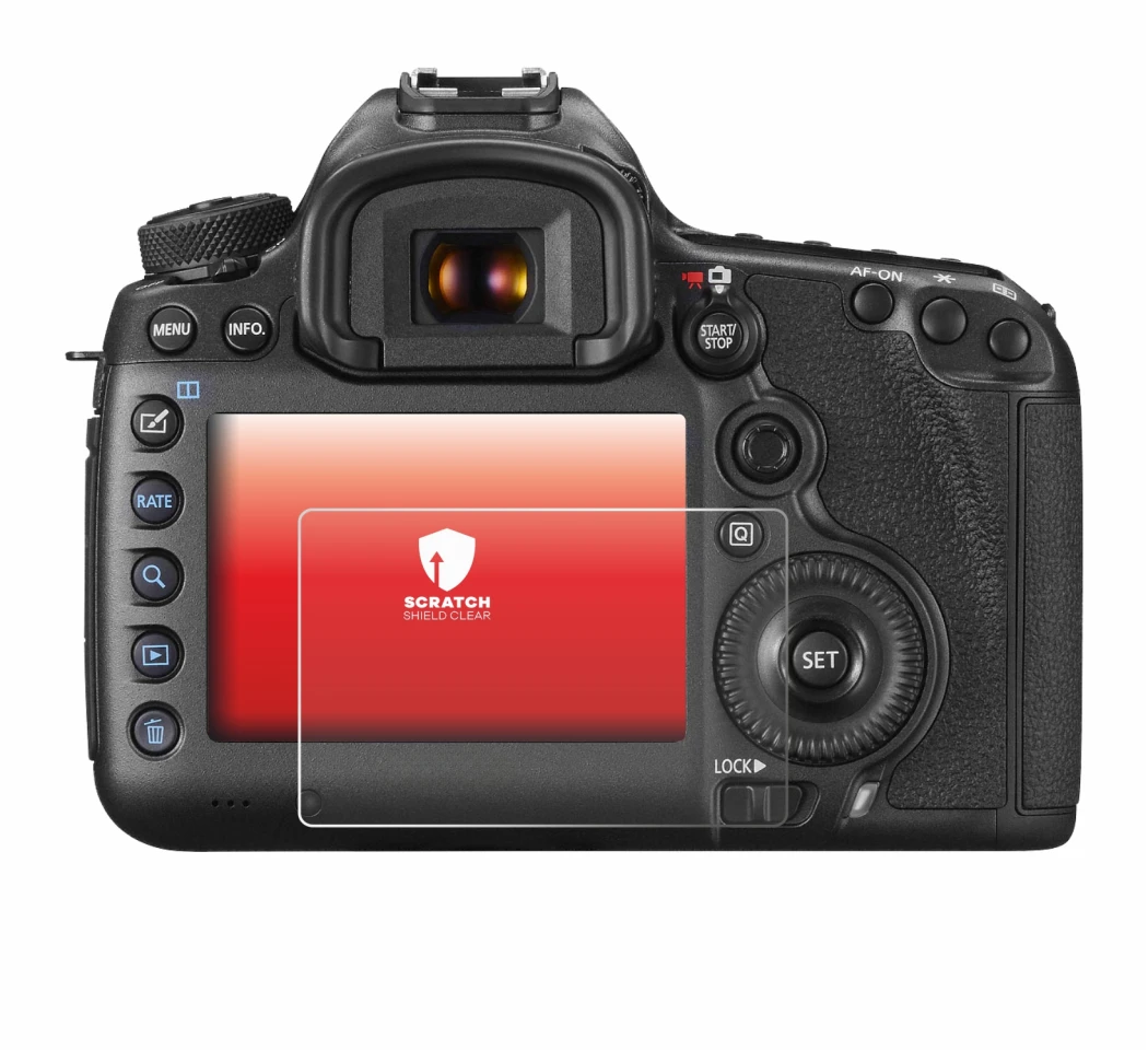 Imagen del dispositivo Canon EOS 5DS R con una amplia variedad de protectores de pantalla.