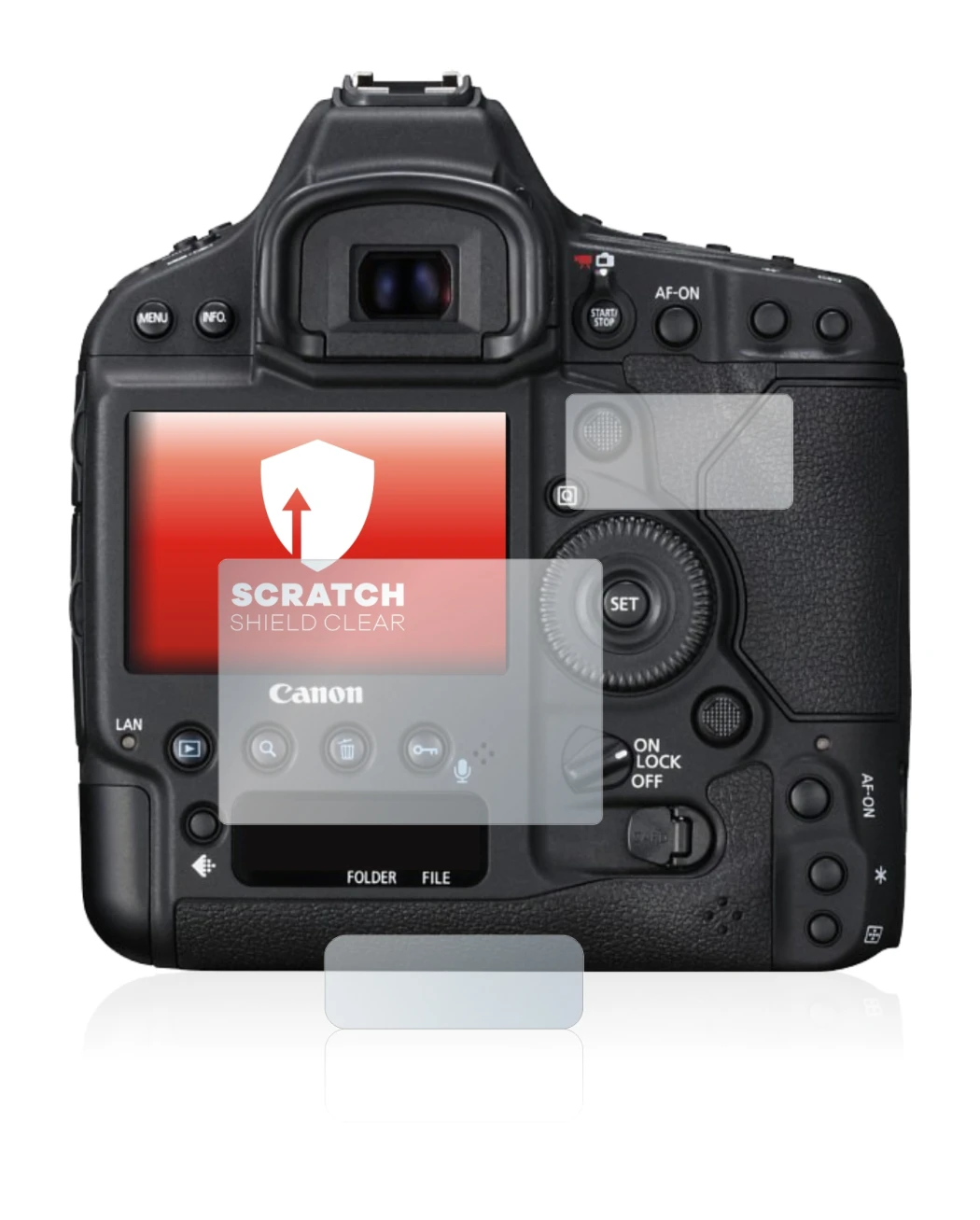 Imagen del dispositivo Canon EOS 1D X Mark II con una amplia variedad de protectores de pantalla.