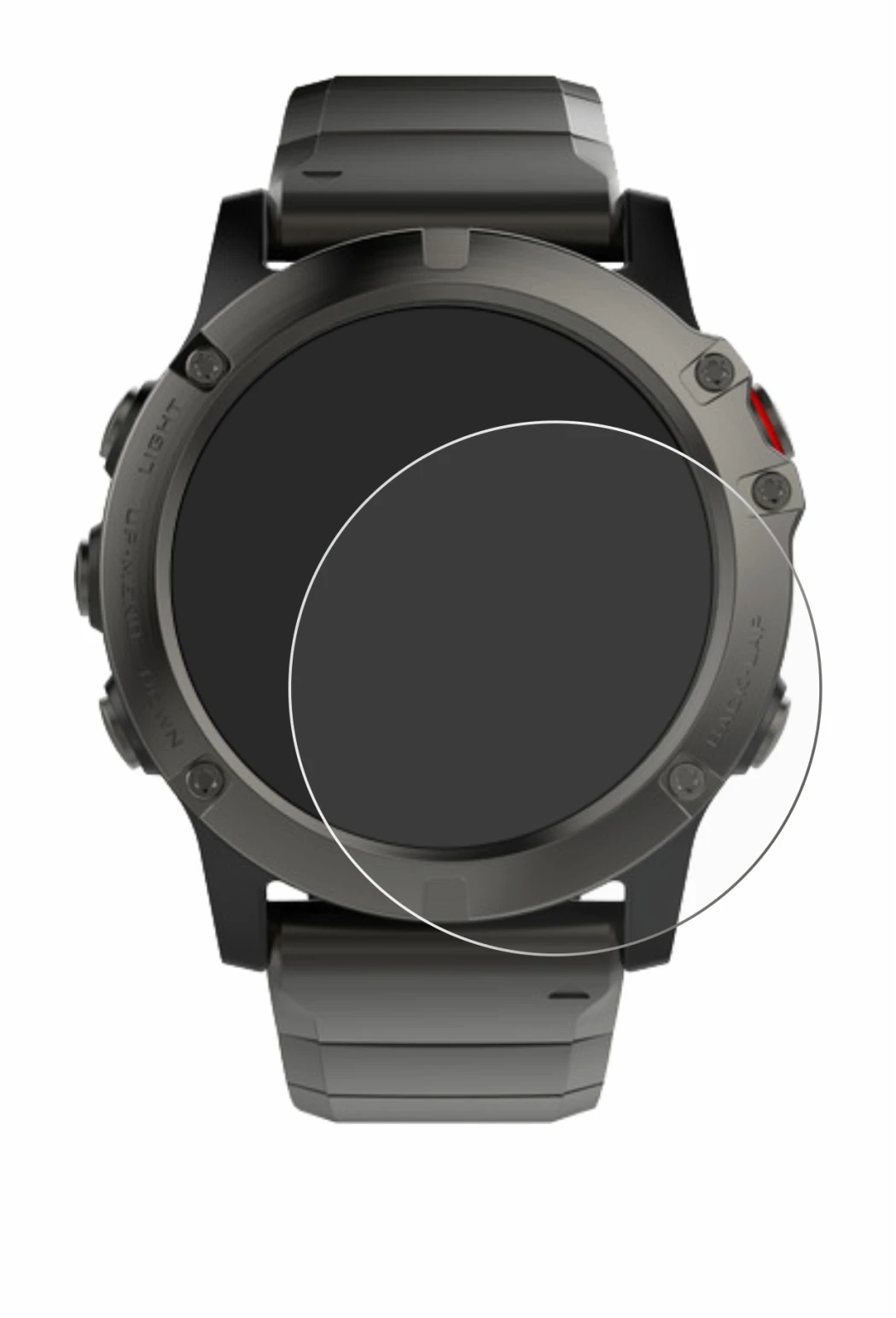 Imagen del dispositivo Garmin Fenix 5X (51 mm) con una amplia variedad de protectores de pantalla.
