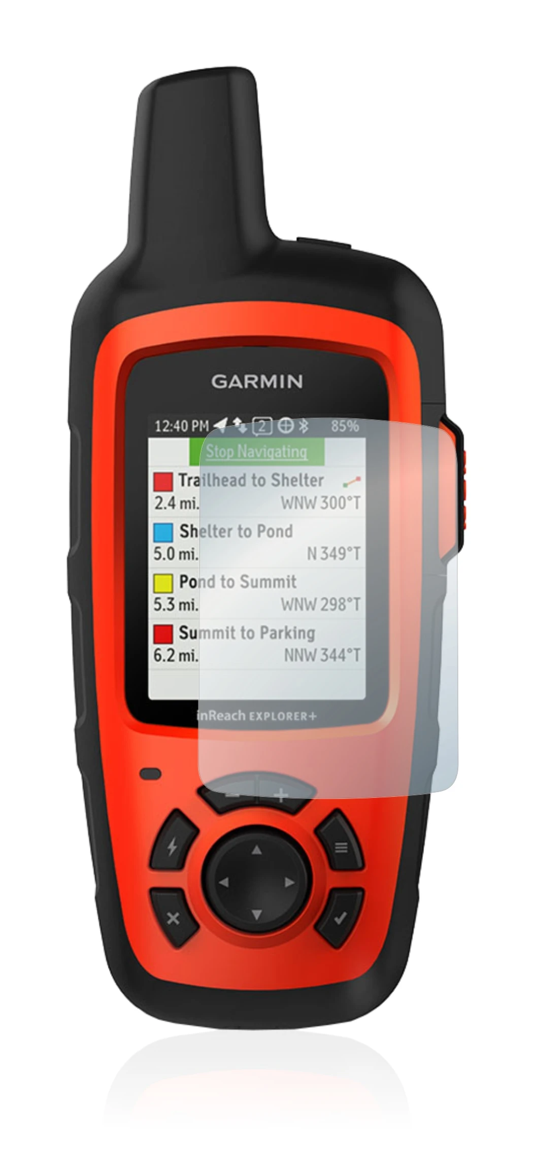 Imagen del dispositivo Garmin inReach Explorer+ con una amplia variedad de protectores de pantalla.