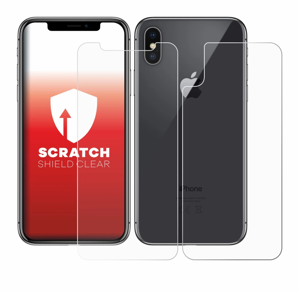 Imagen del dispositivo Apple iPhone X (Frontal+Trasero) con una amplia variedad de protectores de pantalla.