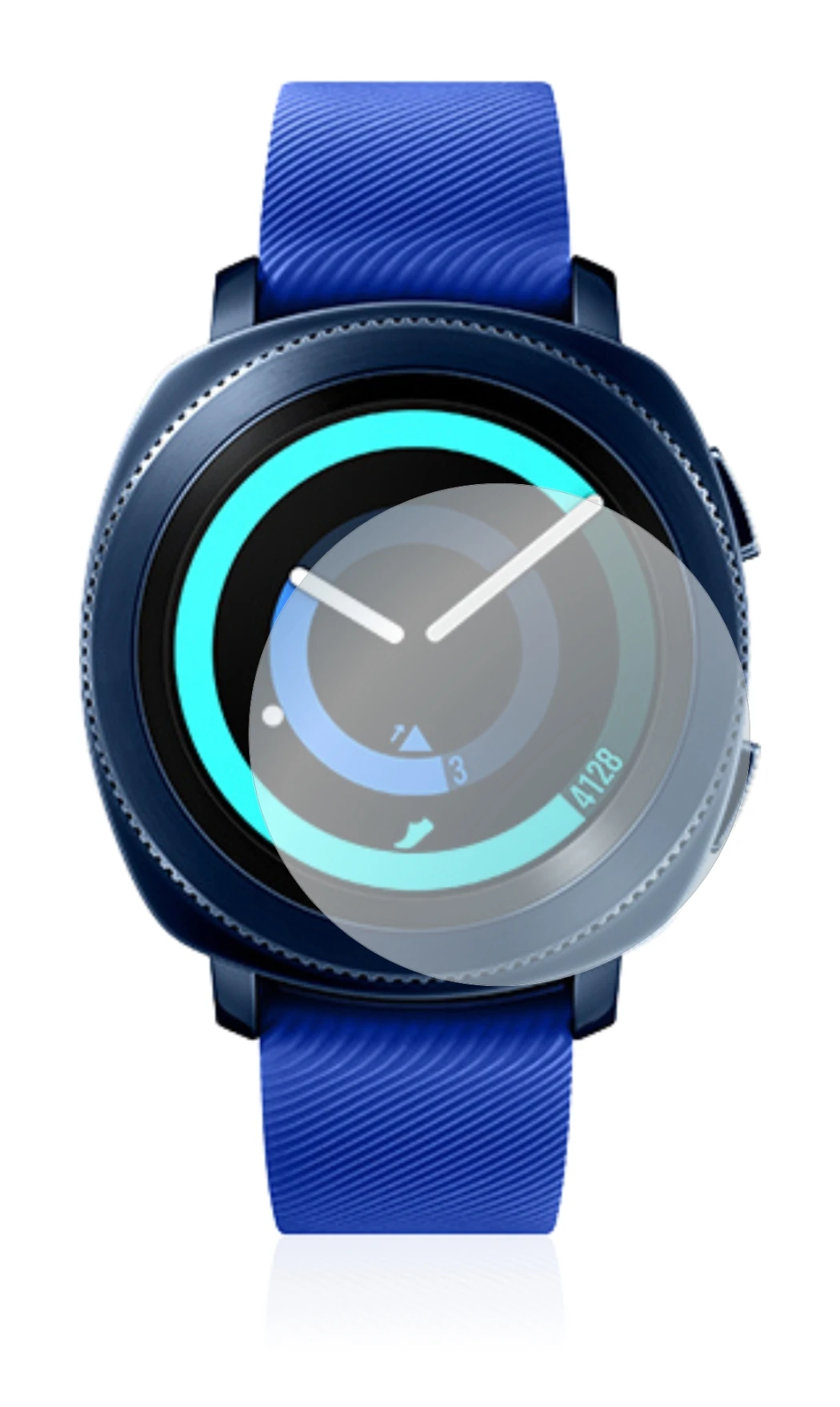 Imagen del dispositivo Samsung Gear Sport con una amplia variedad de protectores de pantalla.