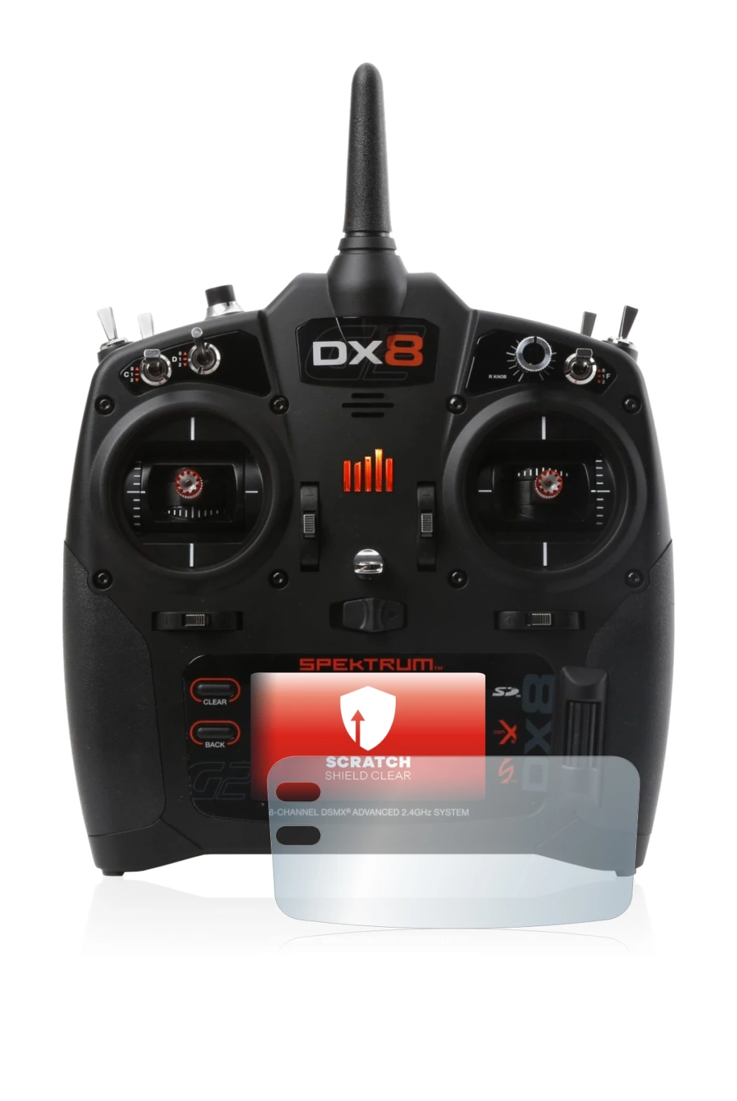 Imagen del dispositivo Spektrum DX8 G2 con una amplia variedad de protectores de pantalla.