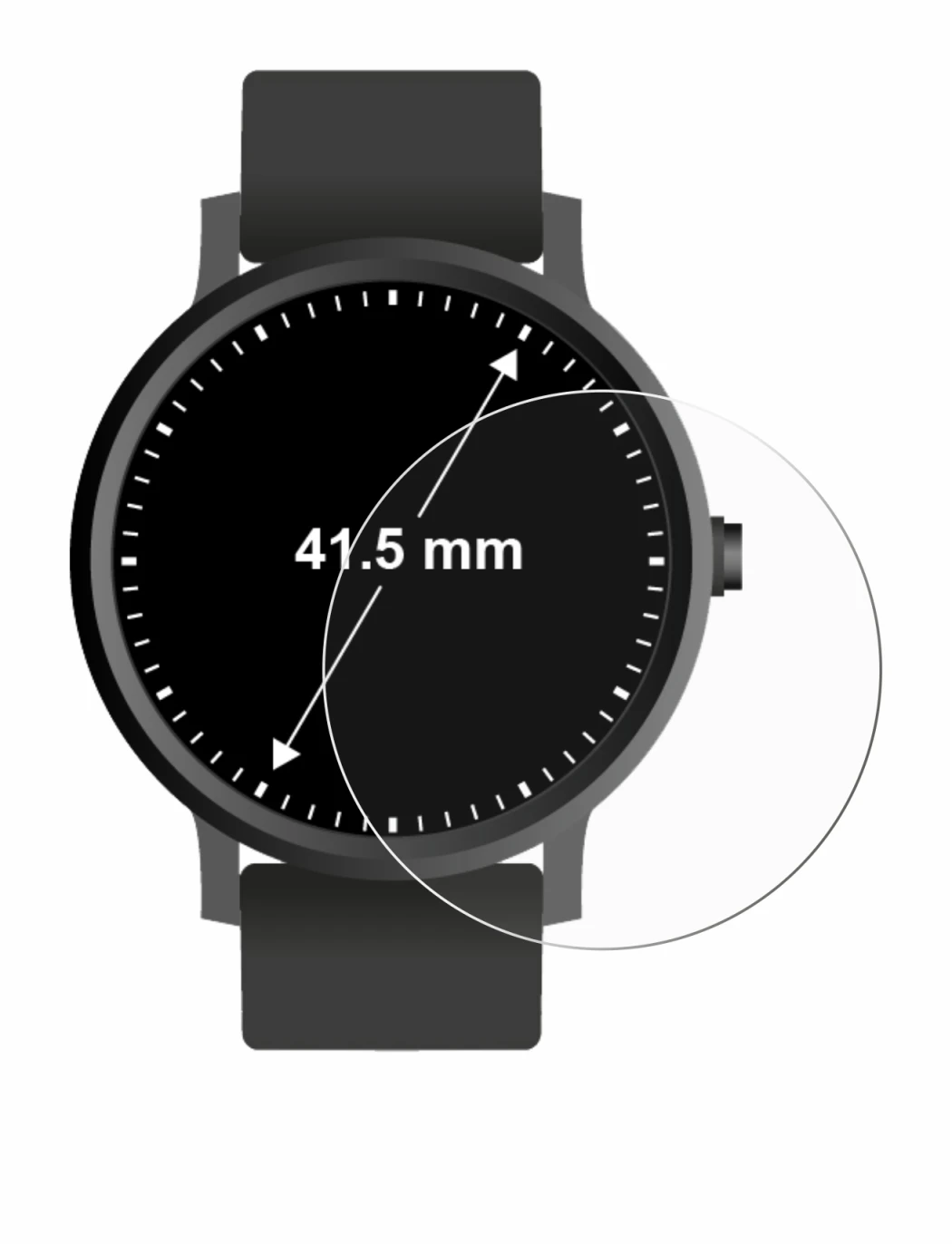 Imagen del dispositivo Relojes (Circular, ø: 41.5 mm) con una amplia variedad de protectores de pantalla.