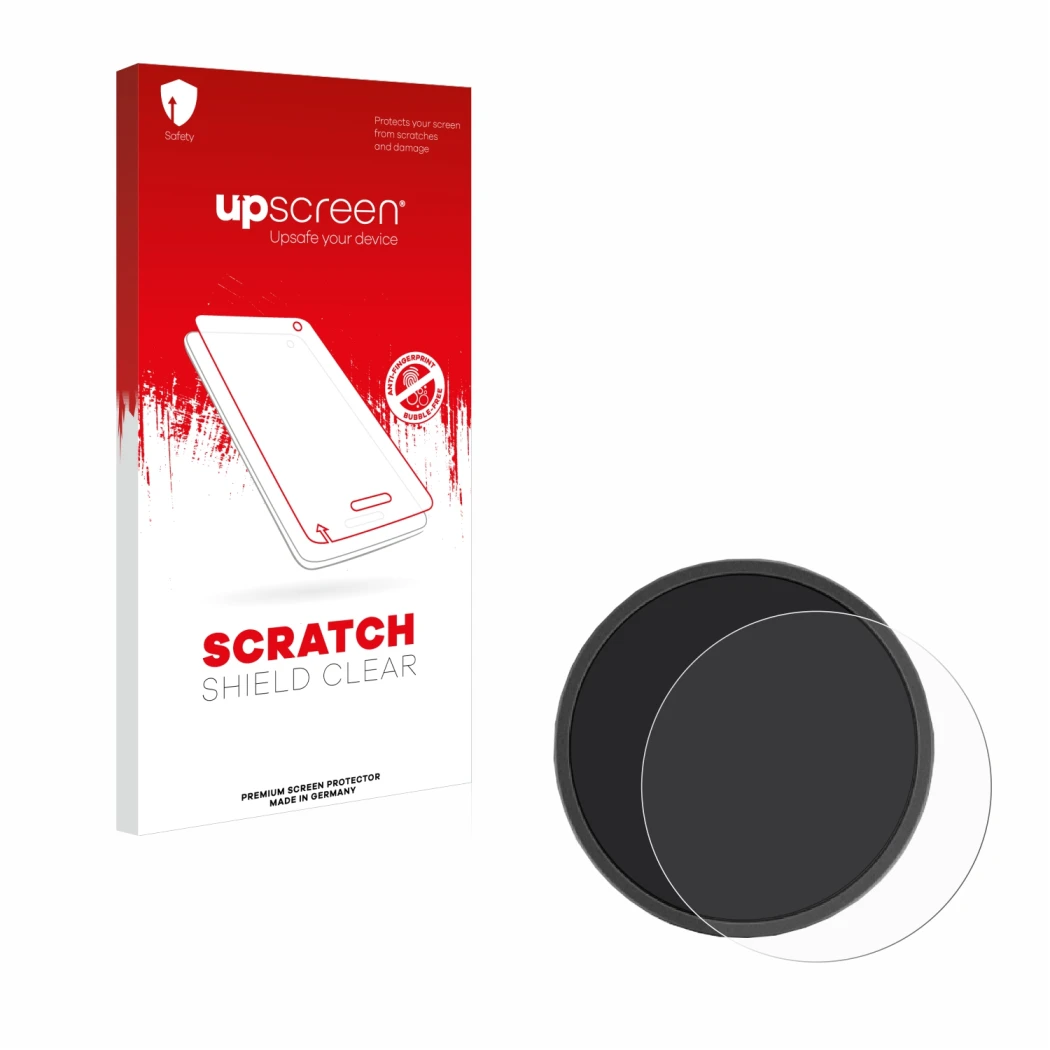 Parte frontal de un envase de producto con el logotipo de la marca upscreen. Al lado se muestra el dispositivo Beeline Moto co