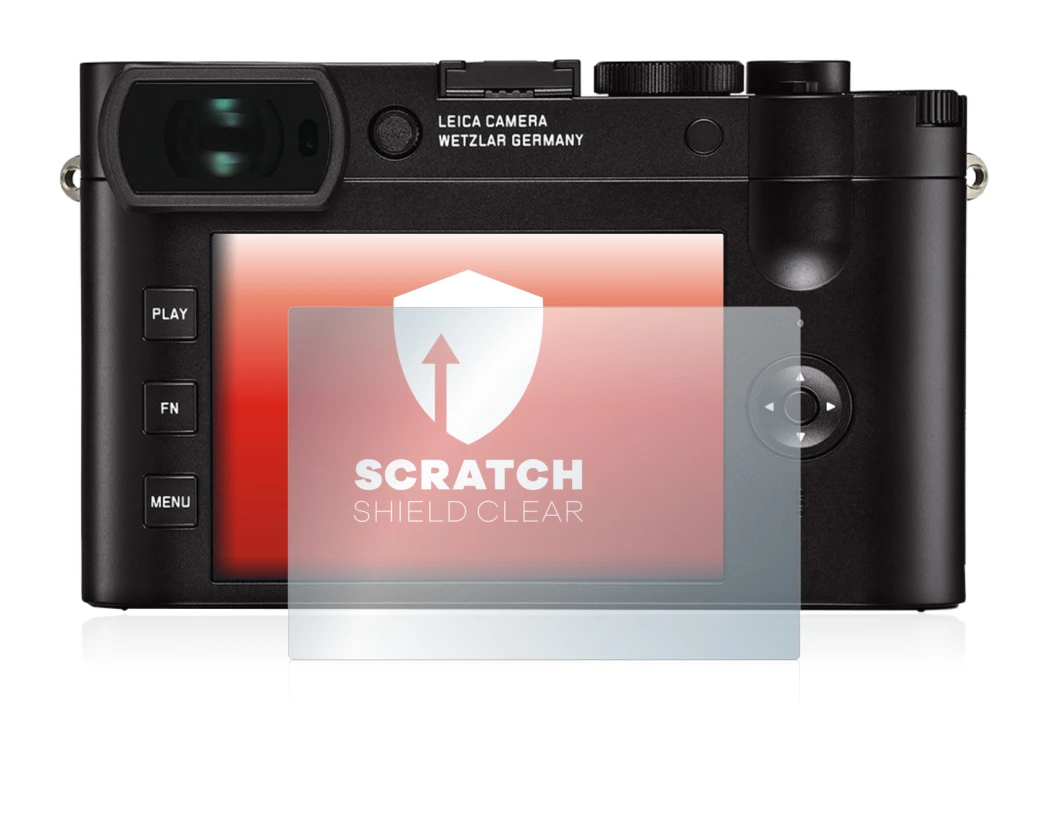 Imagen del dispositivo Leica Q2 con una amplia variedad de protectores de pantalla.