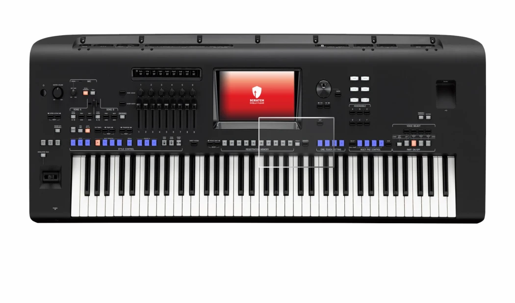 Imagen del dispositivo Yamaha Genos con una amplia variedad de protectores de pantalla.