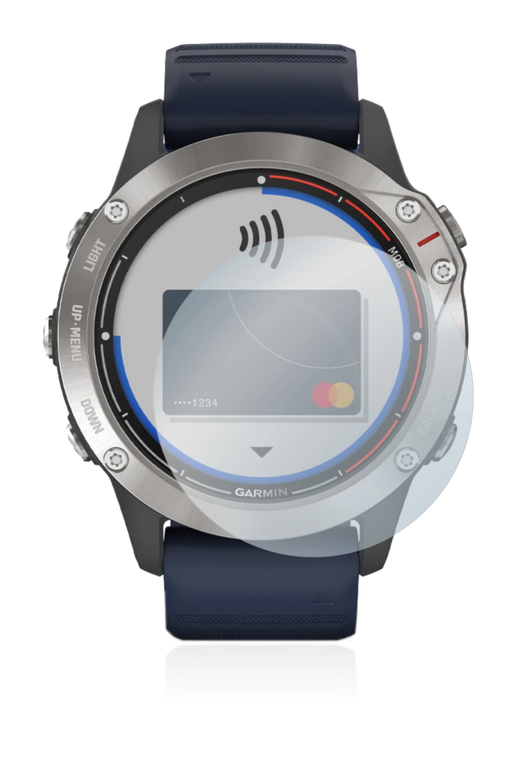 Imagen del dispositivo Garmin quatix 6 con una amplia variedad de protectores de pantalla.