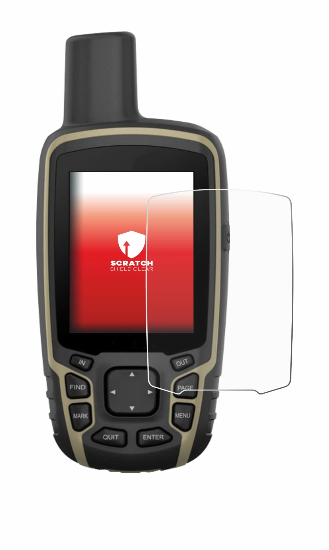 Imagen del dispositivo Garmin GPSMAP 65 con una amplia variedad de protectores de pantalla.
