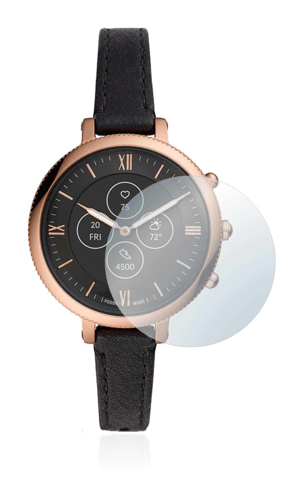 Imagen del dispositivo Fossil Monroe Hybrid HR con una amplia variedad de protectores de pantalla.