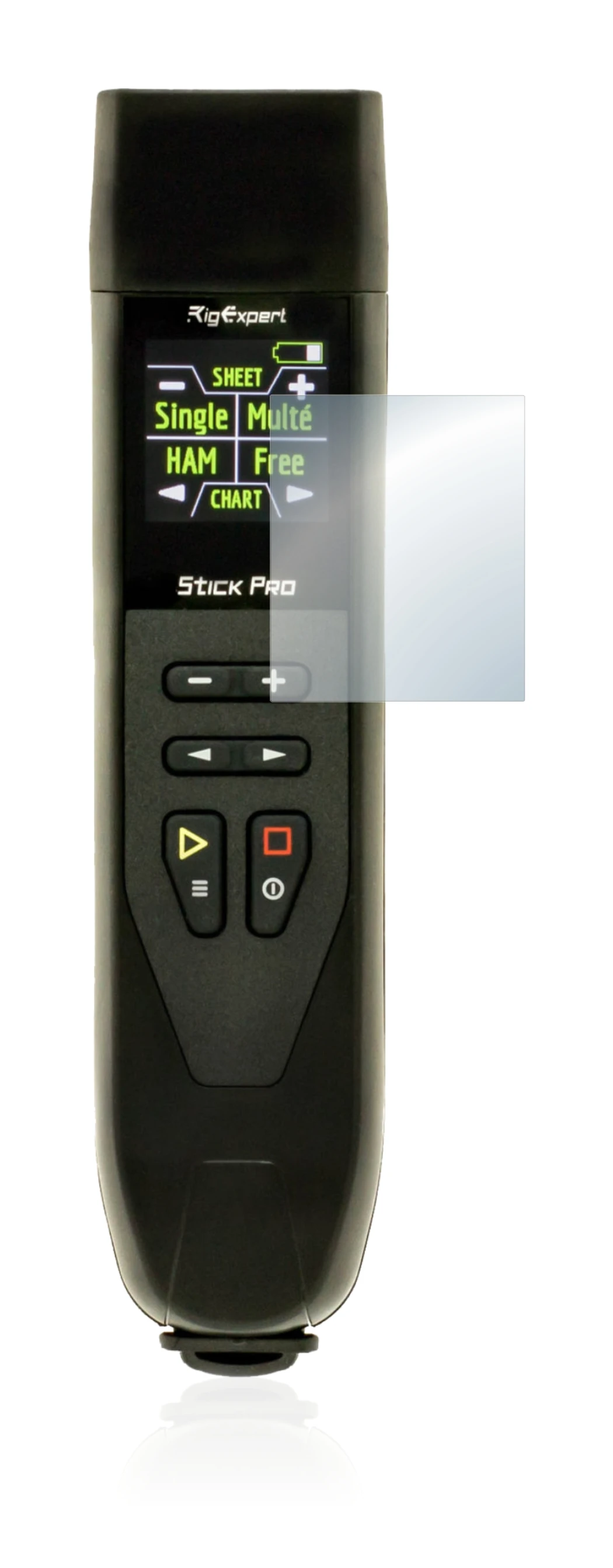 Imagen del dispositivo RigExpert Stick Pro con una amplia variedad de protectores de pantalla.