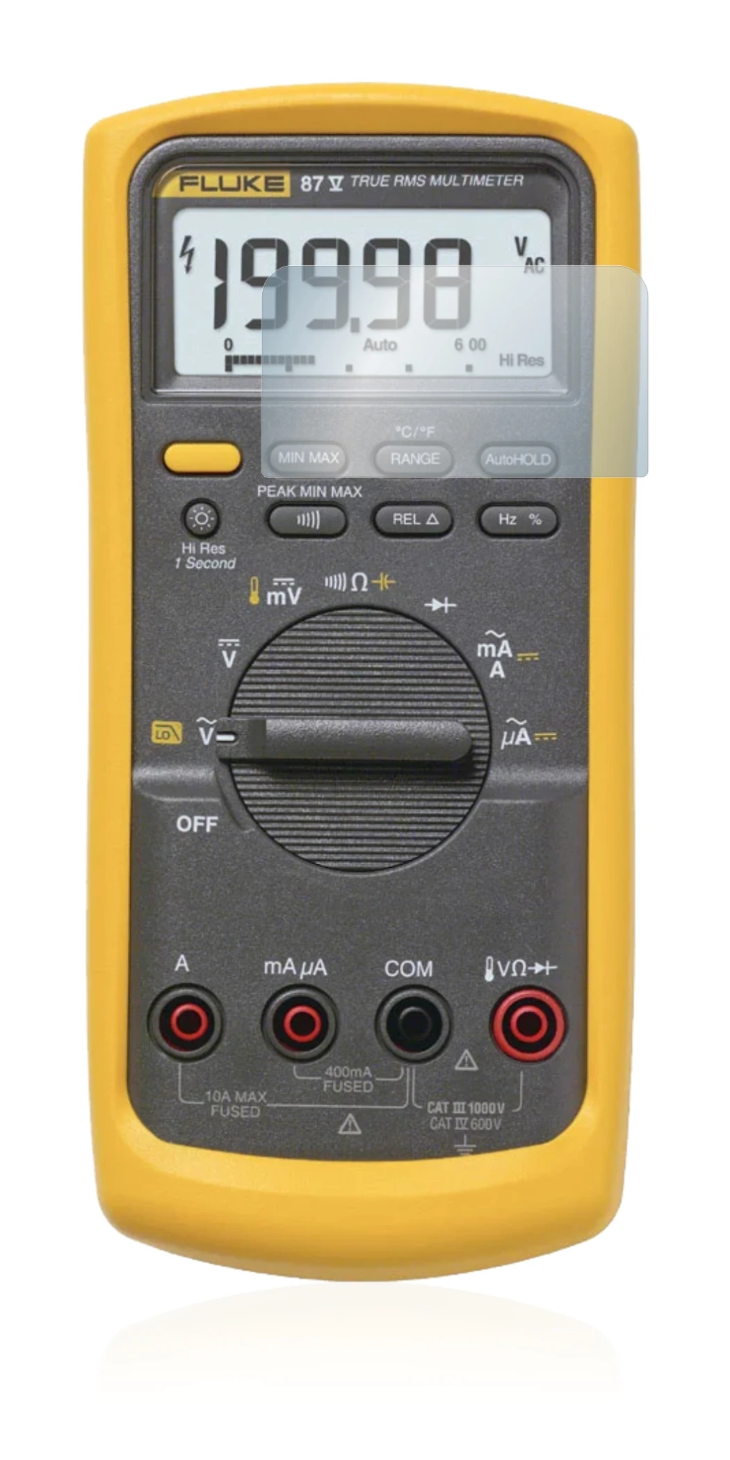 Imagen del dispositivo Fluke 87v con una amplia variedad de protectores de pantalla.