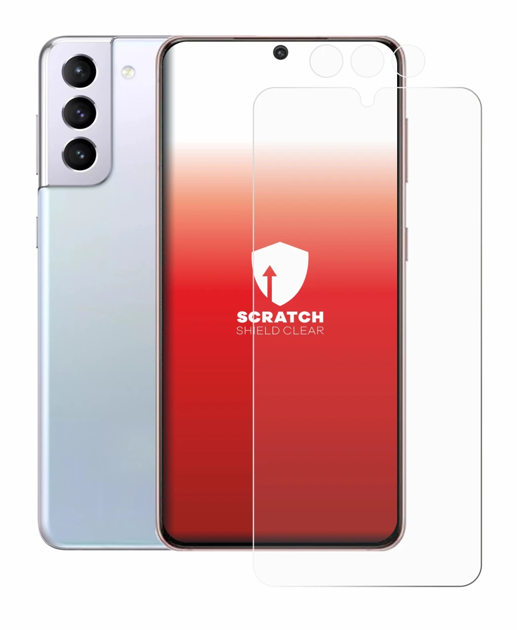 Imagen del dispositivo Samsung Galaxy S21 (Frontal+Cámara) con una amplia variedad de protectores de pantalla.