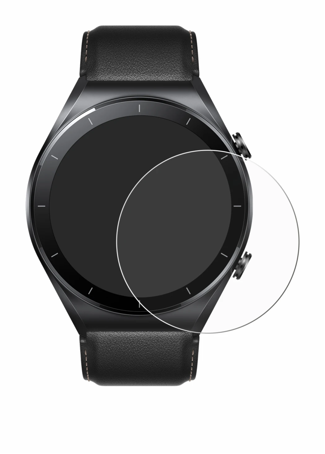 Imagen del dispositivo Xiaomi Watch S1 con una amplia variedad de protectores de pantalla.