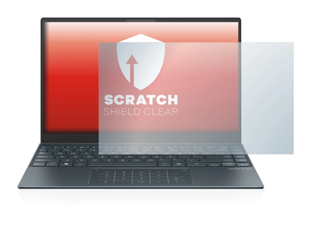 Imagen del dispositivo ASUS ZenBook 13 OLED con una amplia variedad de protectores de pantalla.