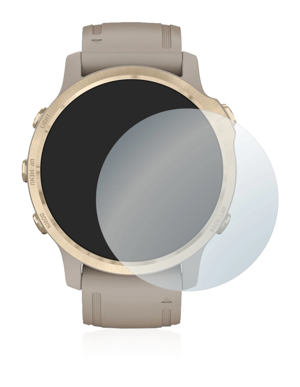Imagen del dispositivo Garmin Fenix 6S Pro Solar con una amplia variedad de protectores de pantalla.