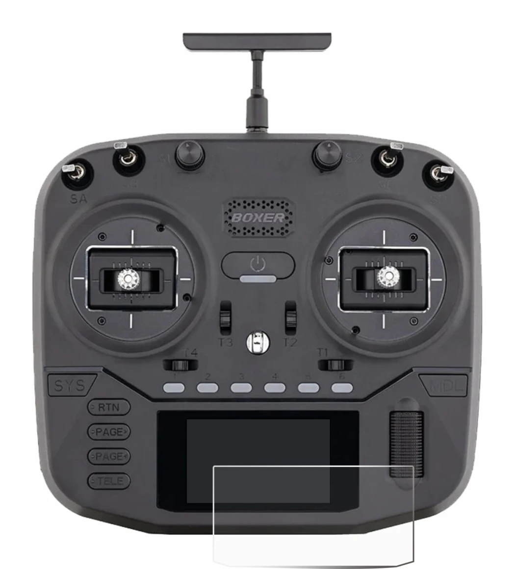 Imagen del dispositivo Radiomaster Boxer con una amplia variedad de protectores de pantalla.