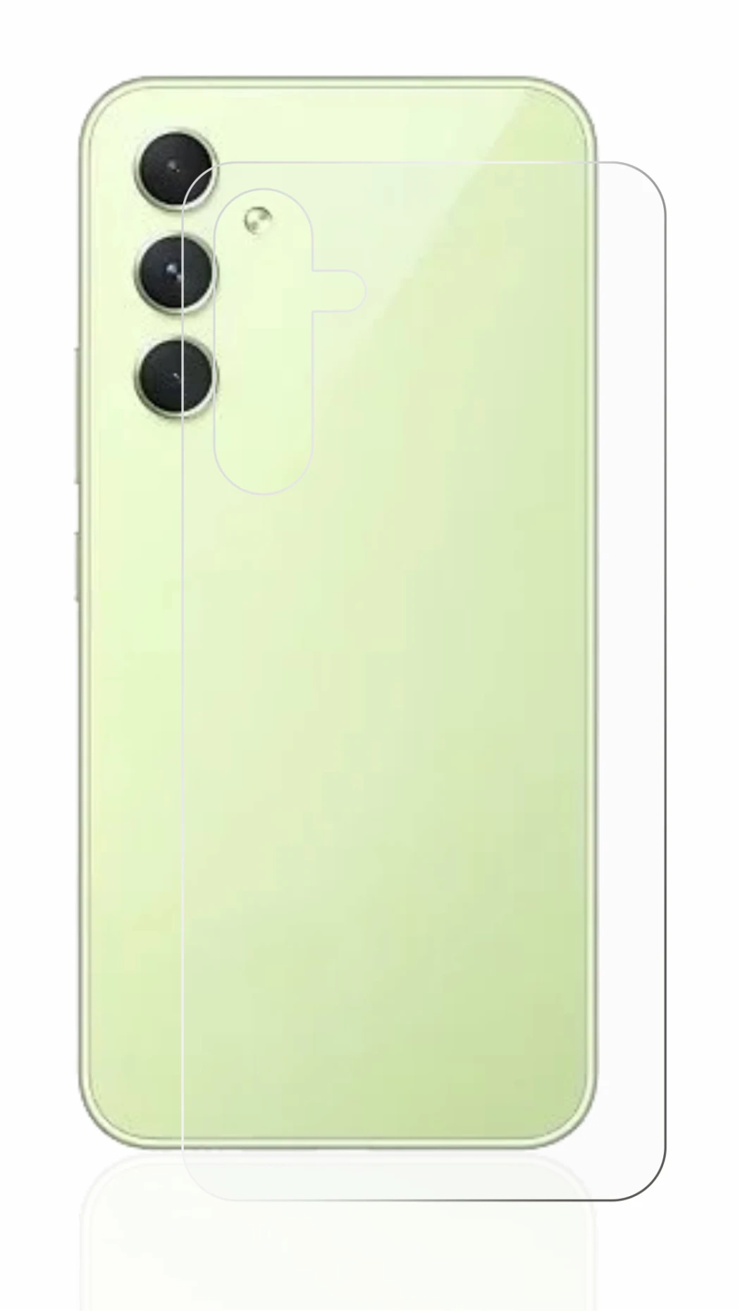 Imagen del dispositivo Samsung Galaxy A54 5G (Trasero) con una amplia variedad de protectores de pantalla.