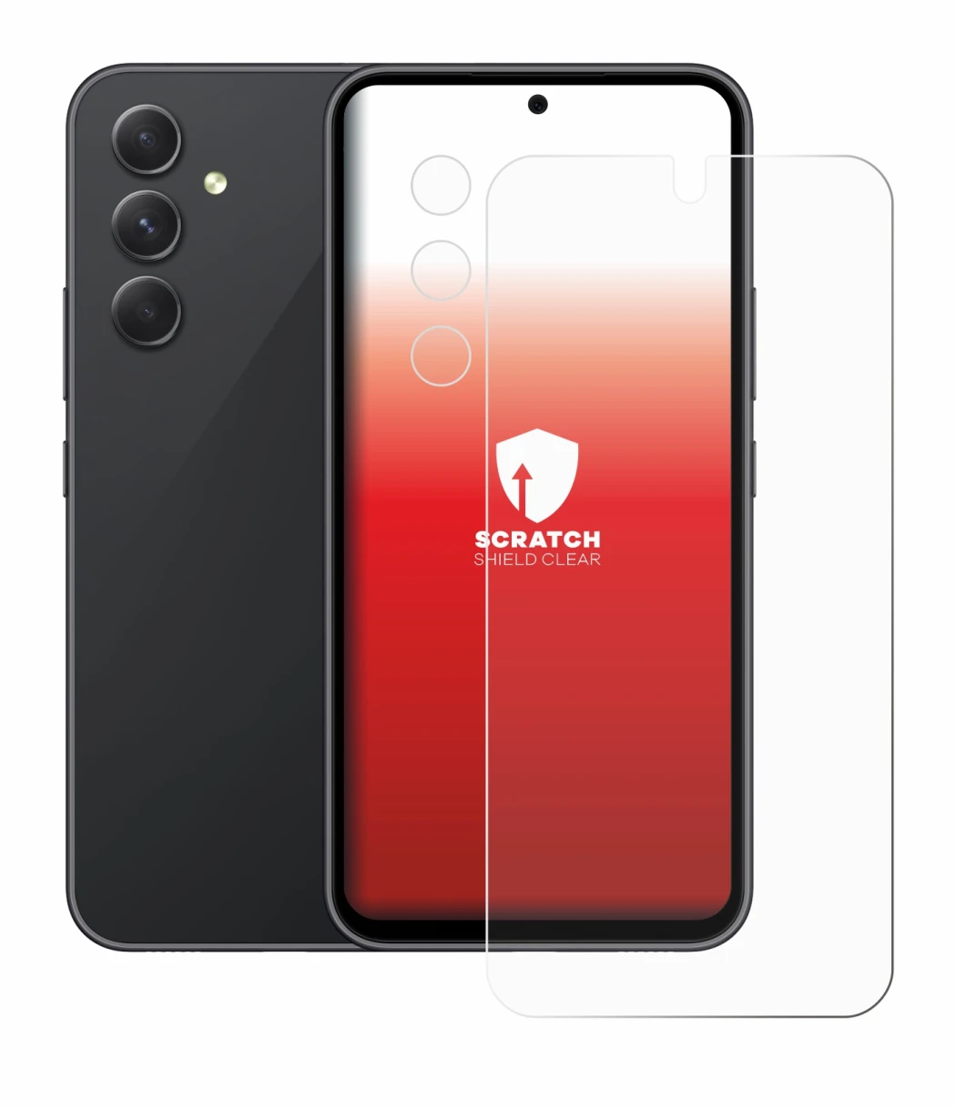 Imagen del dispositivo Samsung Galaxy A54 5G (Frontal+Cámara) con una amplia variedad de protectores de pantalla.