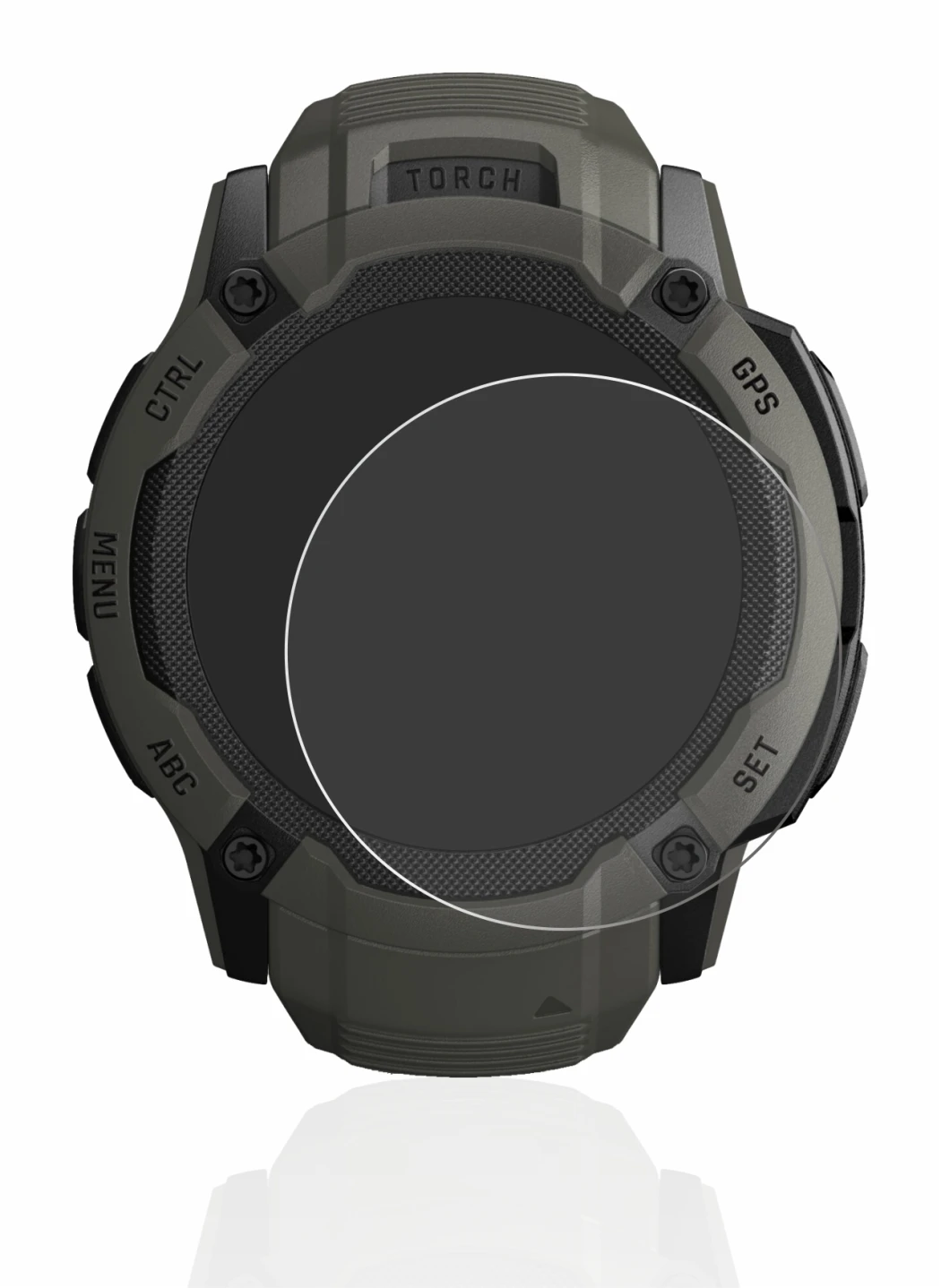 Imagen del dispositivo Garmin Instinct 2X Solar con una amplia variedad de protectores de pantalla.