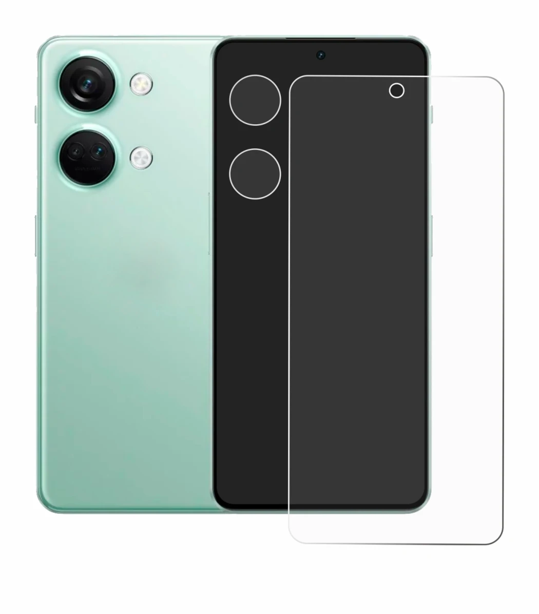 Imagen del dispositivo OnePlus Nord 3 5G (Frontal+Cámara) con una amplia variedad de protectores de pantalla.