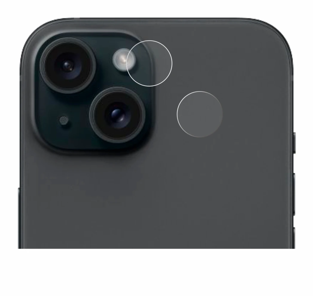 Imagen del dispositivo Apple iPhone 15 (SÓLO Cámara) con una amplia variedad de protectores de pantalla.