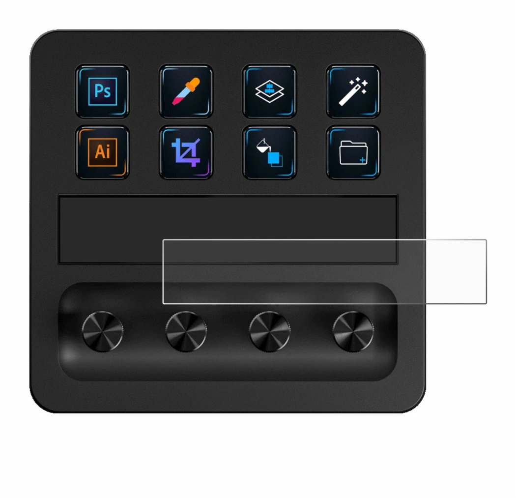 Imagen del dispositivo Elgato Stream Deck + con una amplia variedad de protectores de pantalla.