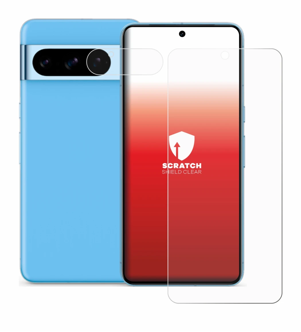 Imagen del dispositivo Google Pixel 8 Pro (Frontal+Cámara) con una amplia variedad de protectores de pantalla.