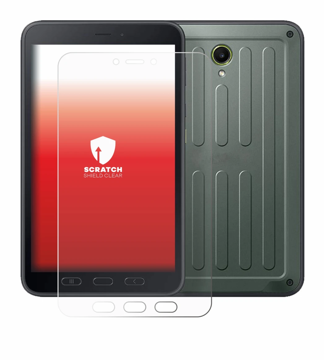 Imagen del dispositivo Samsung Galaxy Tab Active 5 (retrato) con una amplia variedad de protectores de pantalla.