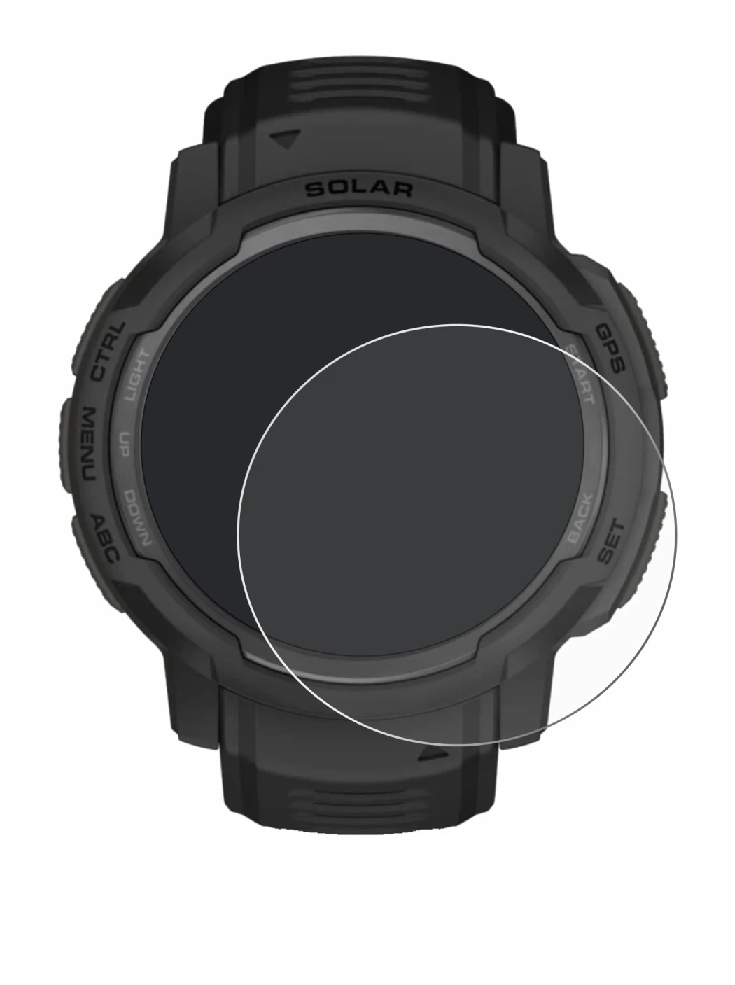 Imagen del dispositivo Garmin Instinct Crossover AMOLED con una amplia variedad de protectores de pantalla.