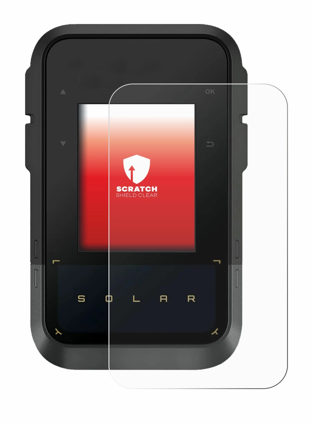 Imagen del dispositivo Garmin eTrex Solar con una amplia variedad de protectores de pantalla.