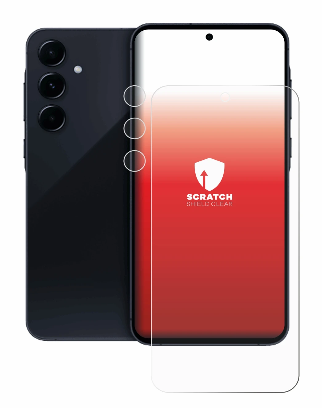 Imagen del dispositivo Samsung Galaxy A55 5G (Frontal+Cámara) con una amplia variedad de protectores de pantalla.