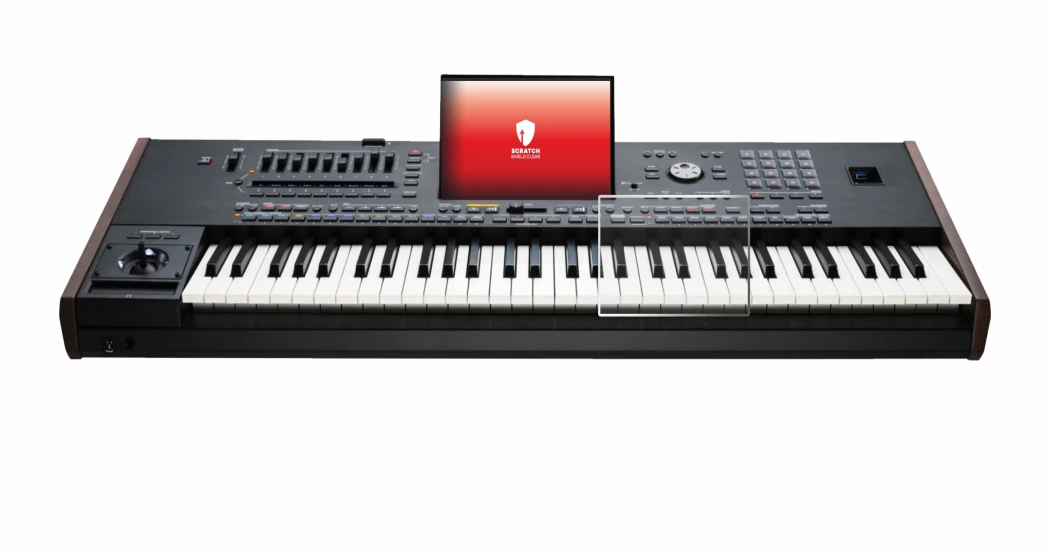 Imagen del dispositivo KORG Pa5X con una amplia variedad de protectores de pantalla.