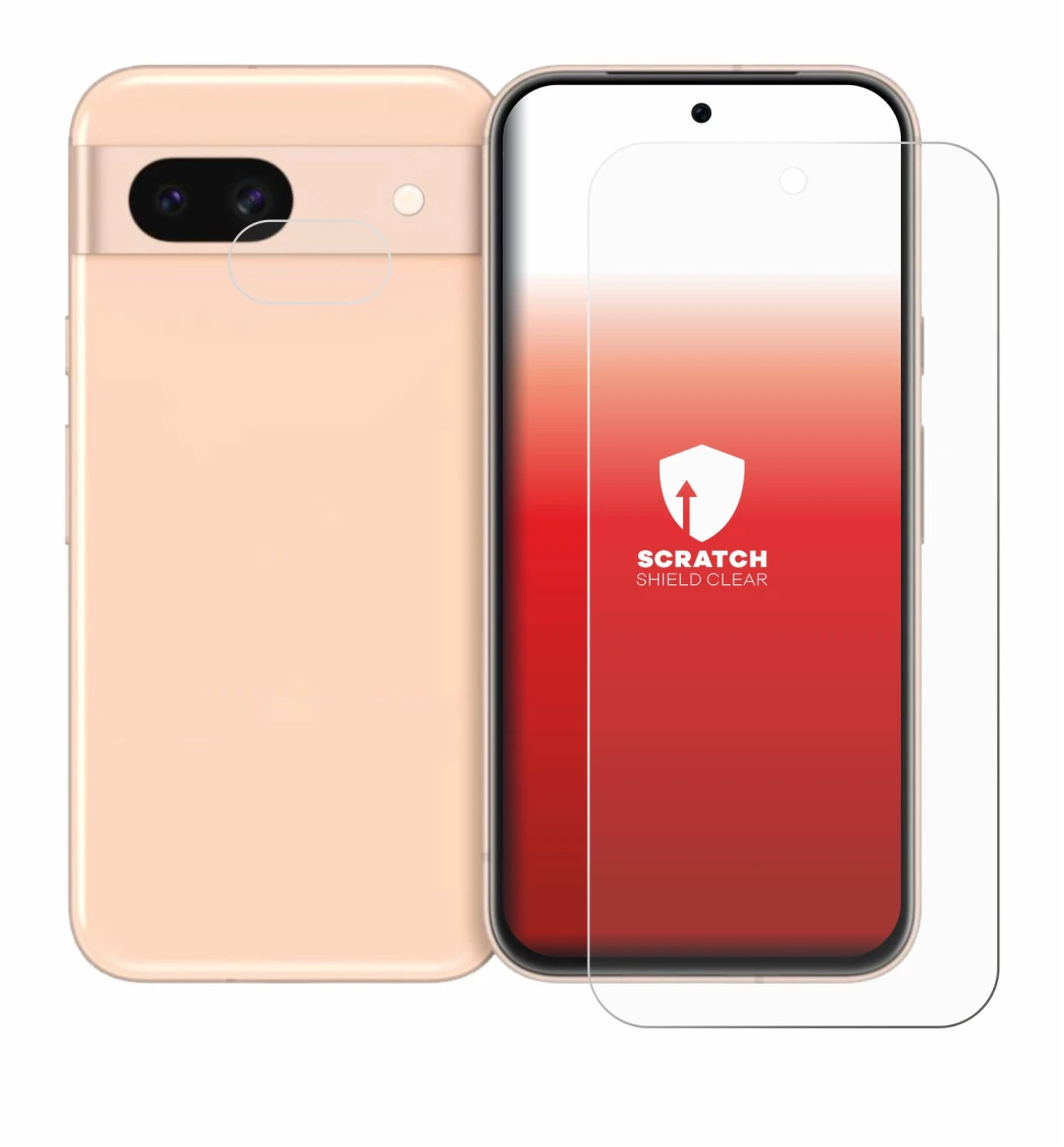 Imagen del dispositivo Google Pixel 8a (Frontal+Cámara) con una amplia variedad de protectores de pantalla.