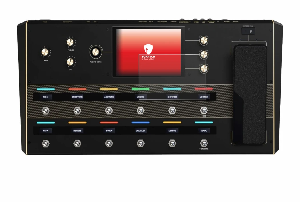 Imagen del dispositivo Headrush Prime con una amplia variedad de protectores de pantalla.