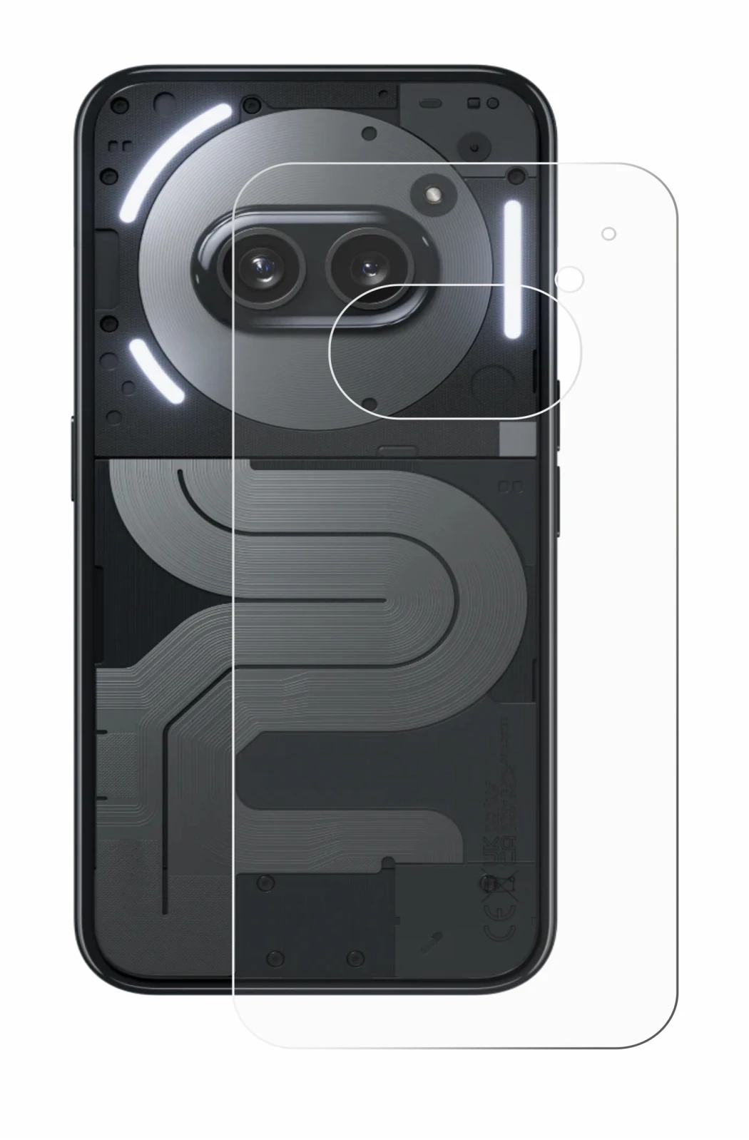Imagen del dispositivo Nothing Phone (2a) Plus (Trasero) con una amplia variedad de protectores de pantalla.