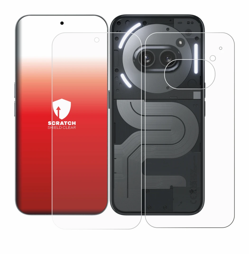 Imagen del dispositivo Nothing Phone (2a) Plus (Frontal+Trasero) con una amplia variedad de protectores de pantalla.