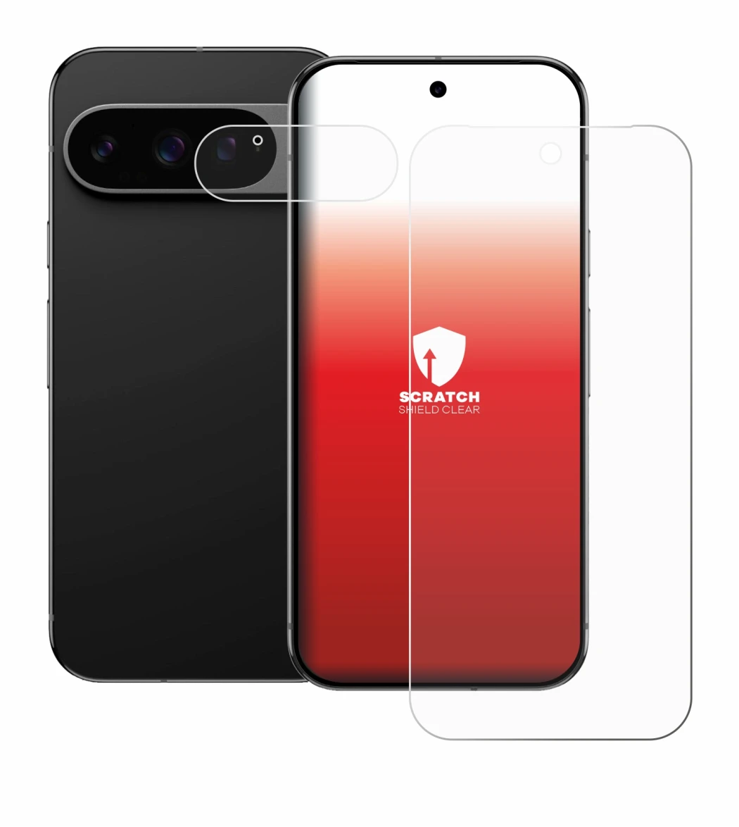 Imagen del dispositivo Google Pixel 9 Pro (Frontal+Cámara) con una amplia variedad de protectores de pantalla.