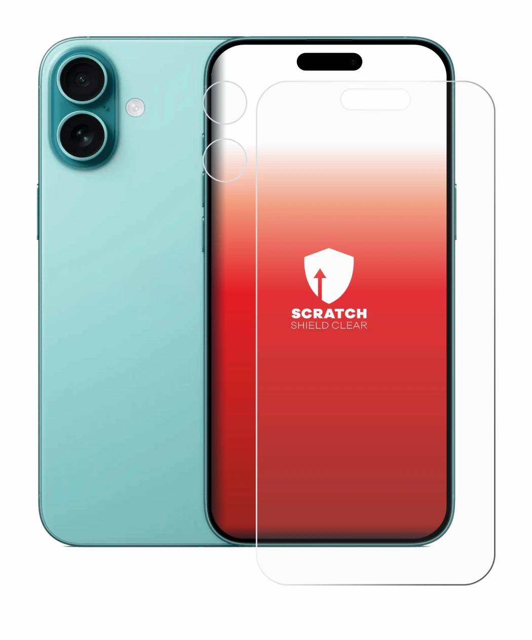 Imagen del dispositivo Apple iPhone 16 Plus (Frontal+Cámara) con una amplia variedad de protectores de pantalla.