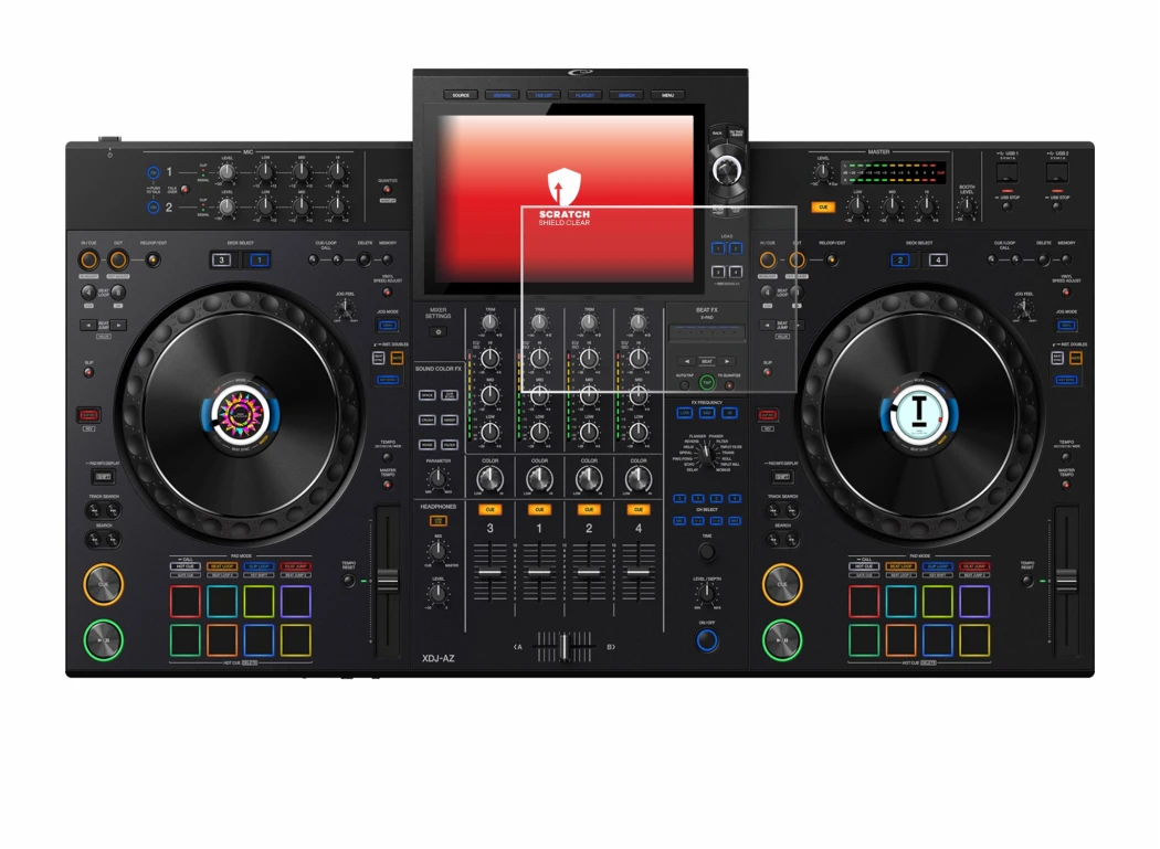 Imagen del dispositivo AlphaTheta XDJ-AZ con una amplia variedad de protectores de pantalla.