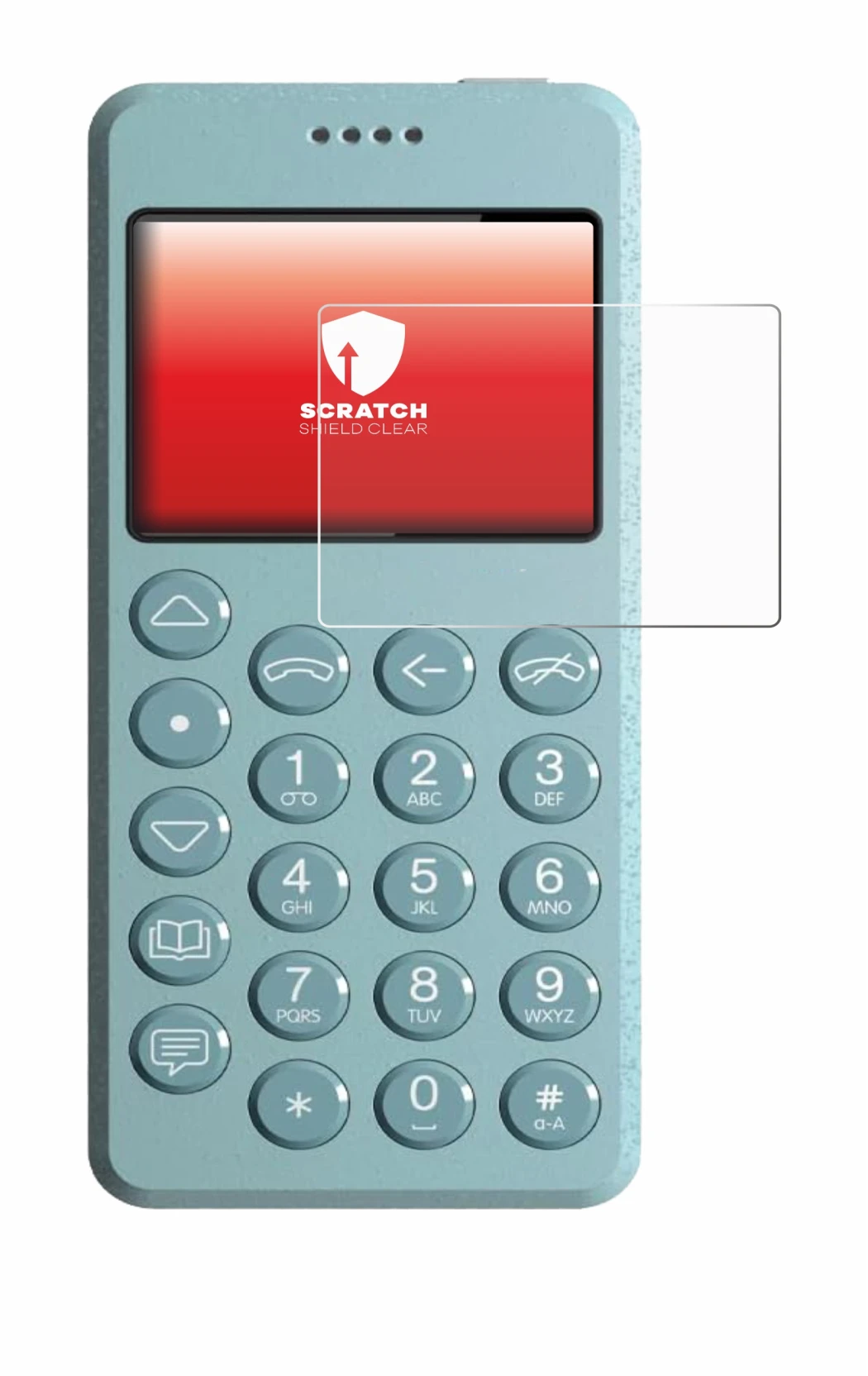 Imagen del dispositivo Punkt MP02 con una amplia variedad de protectores de pantalla.