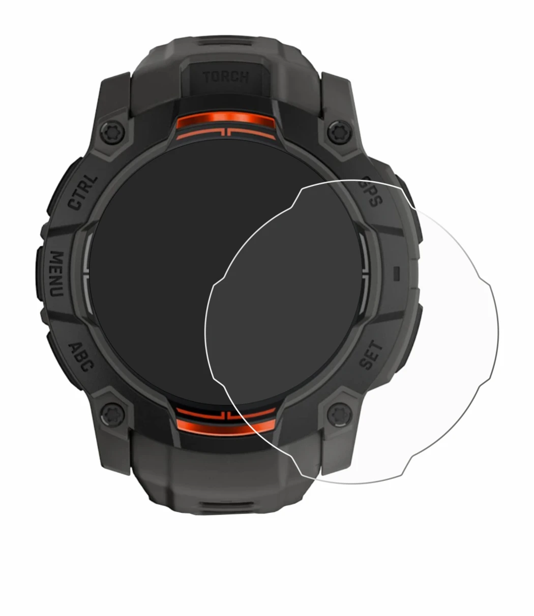 Imagen del dispositivo Garmin Instinct 3 Solar (50 mm) con una amplia variedad de protectores de pantalla.