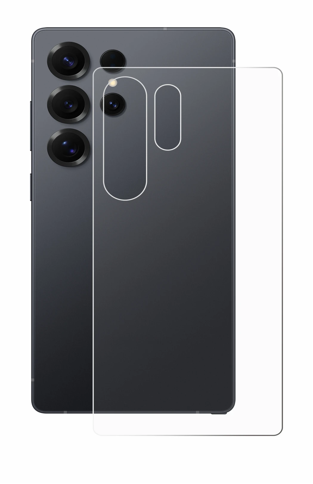 Imagen del dispositivo Samsung Galaxy S25 Ultra (Trasero) con una amplia variedad de protectores de pantalla.