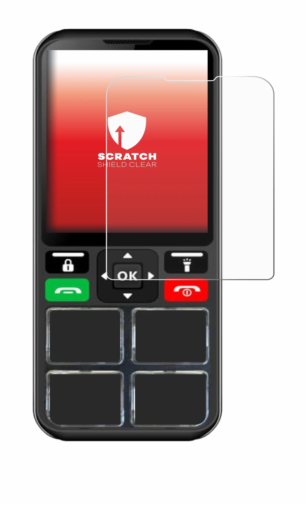 Imagen del dispositivo Geemarc CL8000 con una amplia variedad de protectores de pantalla.