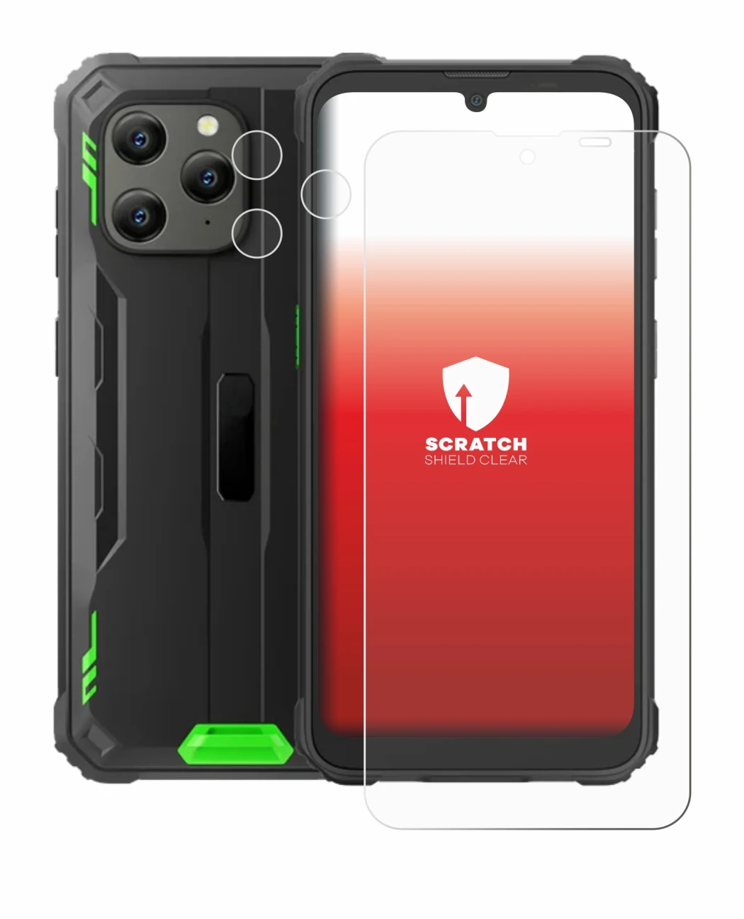 Imagen del dispositivo Blackview BV5300 Plus (Frontal+Cámara) con una amplia variedad de protectores de pantalla.