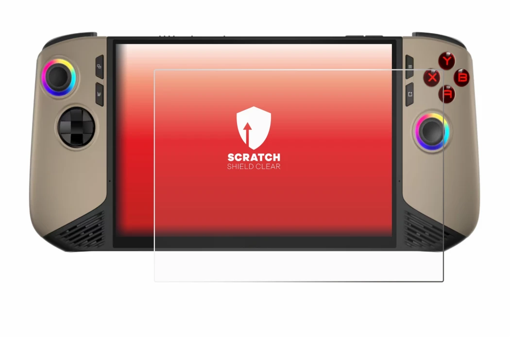 Imagen del dispositivo MSI Claw 8 AI+ con una amplia variedad de protectores de pantalla.